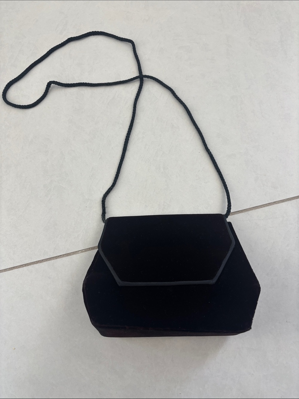 Magid Black Velvet Hexagon Flap Crossbody Bag